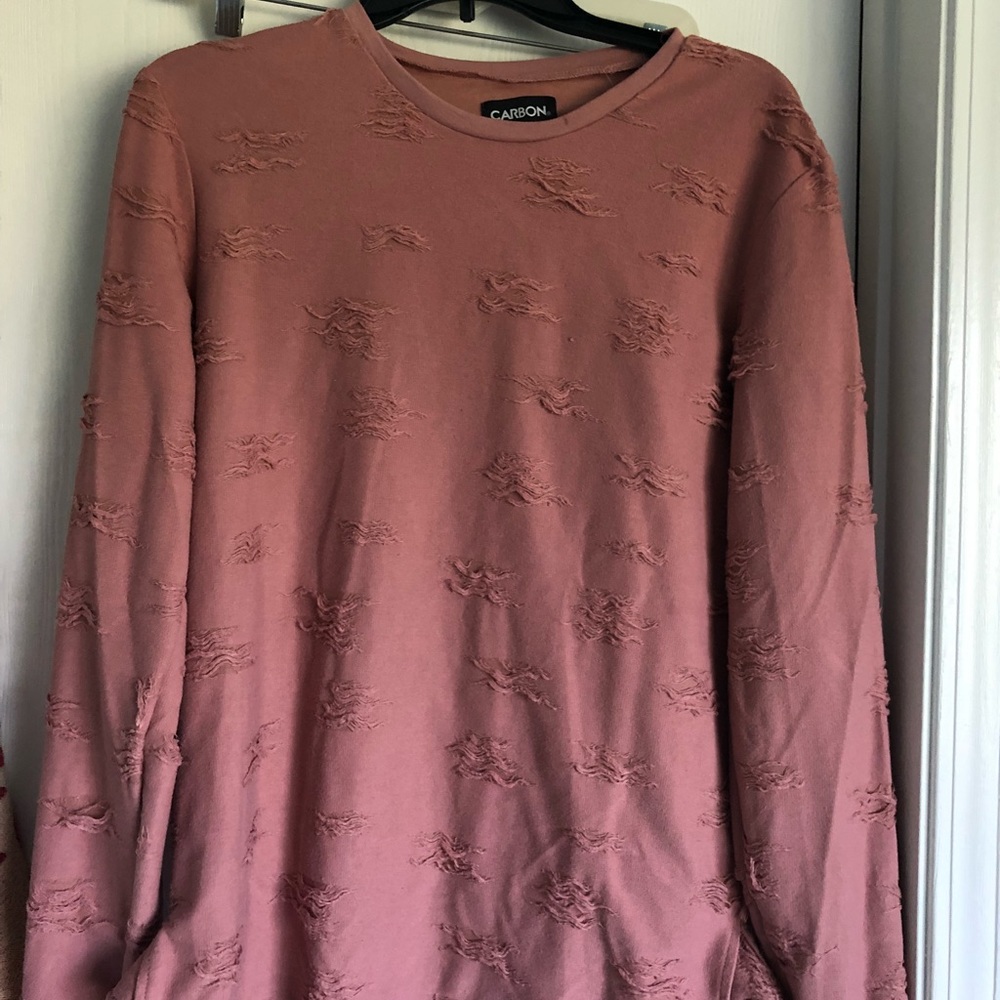 Distressed long sleeve dark pink